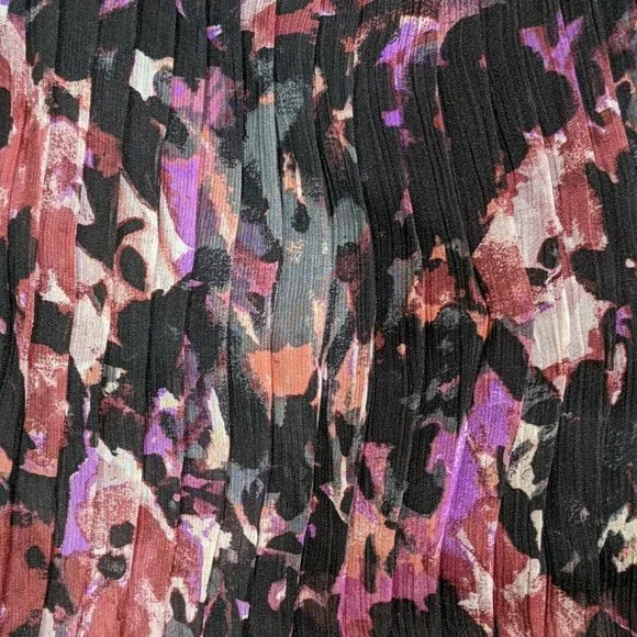 Joe Benbasset Black Burgundy Floral Abstract Pleated Lined Skirt Women's Sz MD - Picture 3 of 4